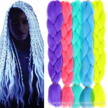 Jumbo Braiding Hair Extensions Glowing In The Dark Shining Synthetic Braid For Festival Cosplay Hair Braids For Darkness